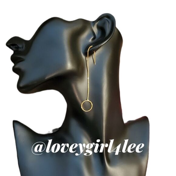 CIRCLE THREADER EARRINGS #GA1 - Picture 3 of 5